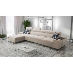 Prestige XII Mini Corner Sofa with a sleeping function and USB port, Soft-touch fabric, Freya 210.04 + Tauro 8203 | Your Place o