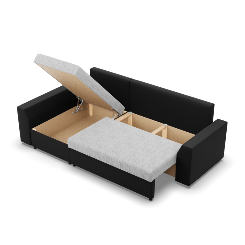 LUGO Corner Sofa, Color - GRAY + BLACK LUGO Corner Sofa, Color - GRAY + BLACK