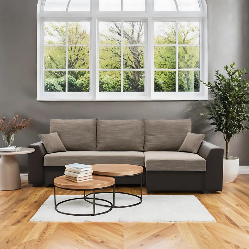 LUGO Corner Sofa, Color - CAPPUCCINO + BROWN LUGO Corner Sofa, Color - CAPPUCCINO + BROWN
