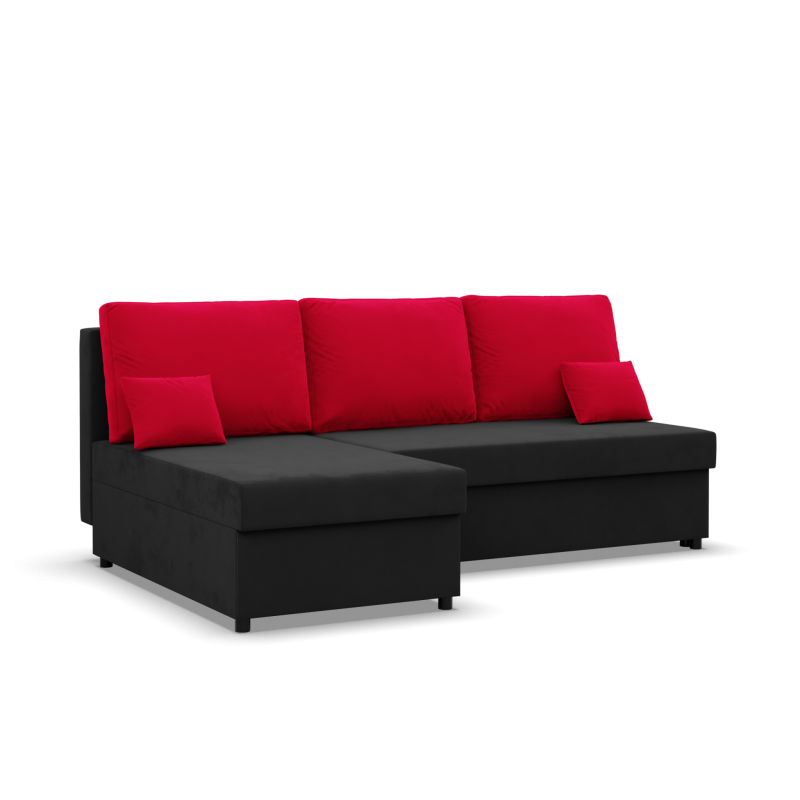 KEMI corner sofa, Filling - Foam, Side - LEFT, Color - BLACK + RED KEMI corner sofa, Filling - Foam, Side - LEFT, Color - BLACK + RED