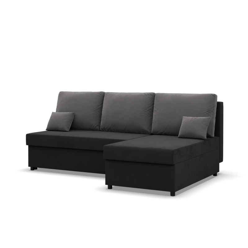 KEMI Corner Sofa, Filling - Foam, Side - RIGHT, Color - BLACK + GRAY KEMI Corner Sofa, Filling - Foam, Side - RIGHT, Color - BLACK + GRAY