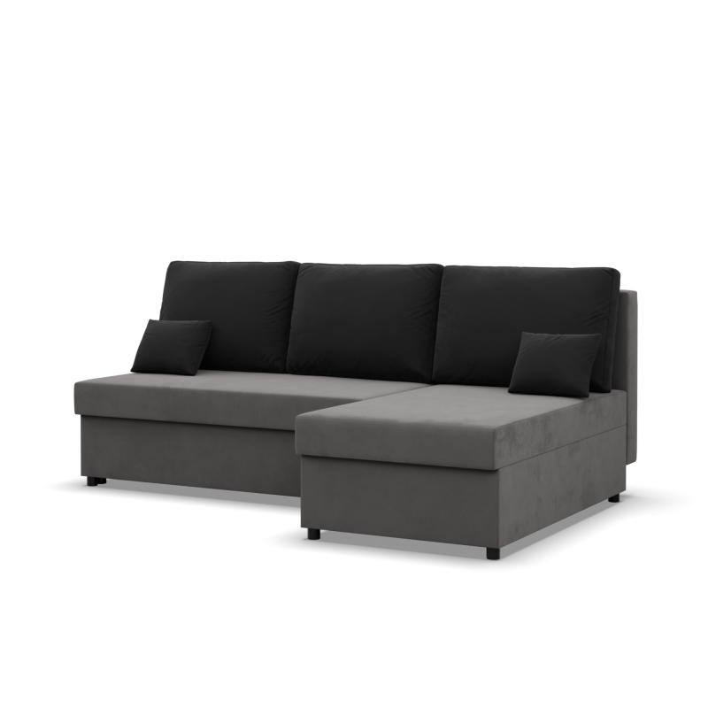 KEMI Corner Sofa, Filling - Foam, Side - RIGHT, Color - GRAY + BLACK KEMI Corner Sofa, Filling - Foam, Side - RIGHT, Color - GRAY + BLACK