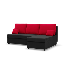 KEMI Corner Sofa, Filling - Foam, Side - RIGHT, Color - BLACK + RED KEMI Corner Sofa, Filling - Foam, Side - RIGHT, Color - BLACK + RED
