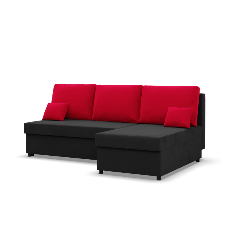 KEMI Corner Sofa, Filling - Foam, Side - RIGHT, Color - BLACK + RED KEMI Corner Sofa, Filling - Foam, Side - RIGHT, Color - BLACK + RED