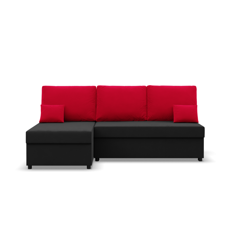 KEMI Corner Sofa, Filling - Spring, Side - LEFT, Color - BLACK + RED KEMI Corner Sofa, Filling - Spring, Side - LEFT, Color - BLACK + RED