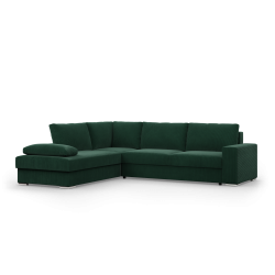 VELANO LL Corner Sofa, Side - LEFT, Color - BOTTLE GREEN