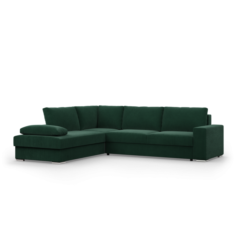 VELANO LL Corner Sofa, Side - LEFT, Color - BOTTLE GREEN