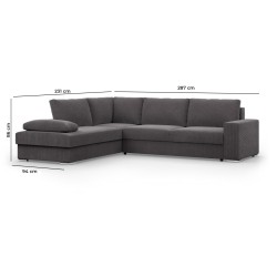 VELANO LL Corner Sofa, Side - LEFT, Color - DARK GRAY VELANO LL Corner Sofa, Side - LEFT, Color - DARK GRAY
