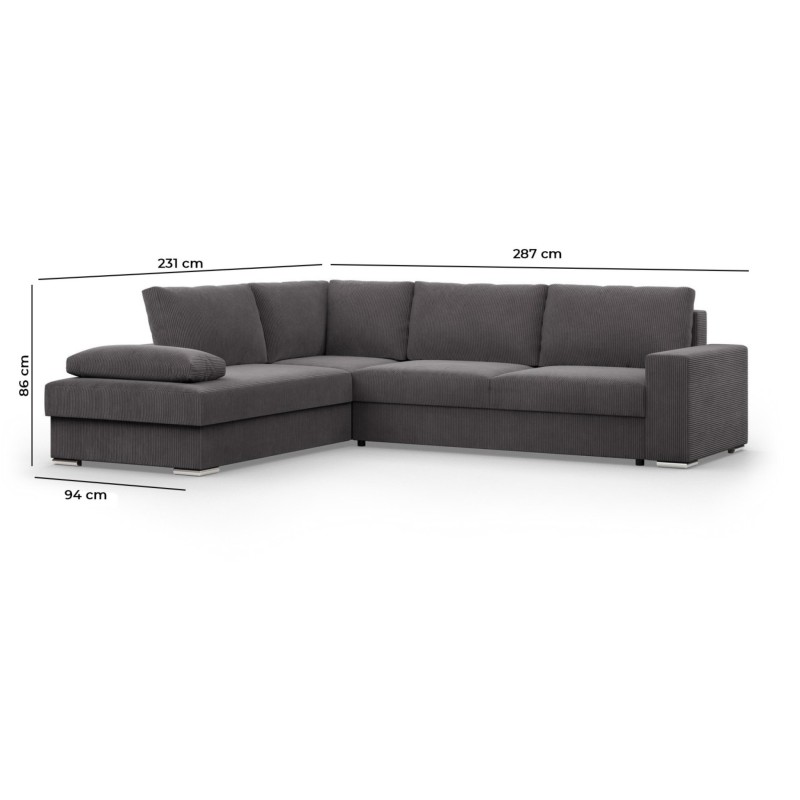 VELANO LL Corner Sofa, Side - LEFT, Color - DARK GRAY VELANO LL Corner Sofa, Side - LEFT, Color - DARK GRAY