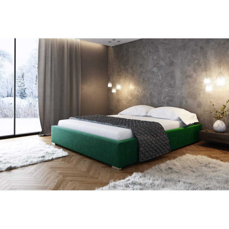 The Modena upholstered bed with a storage compartment for bedding, fabric J. The Modena upholstered bed with a storage compartment for bedding, fabric J.