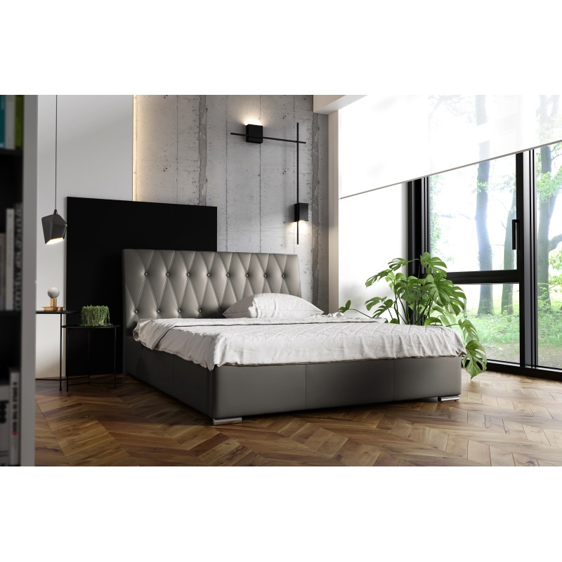 Upholstered bed Salerno with a storage container for bedding, Eco leather fabric, Soft 29 | Elegant and practical bed for your b Upholstered bed Salerno with a storage container for bedding, Eco leather fabric, Soft 29 | Elegant and practical bed for your b