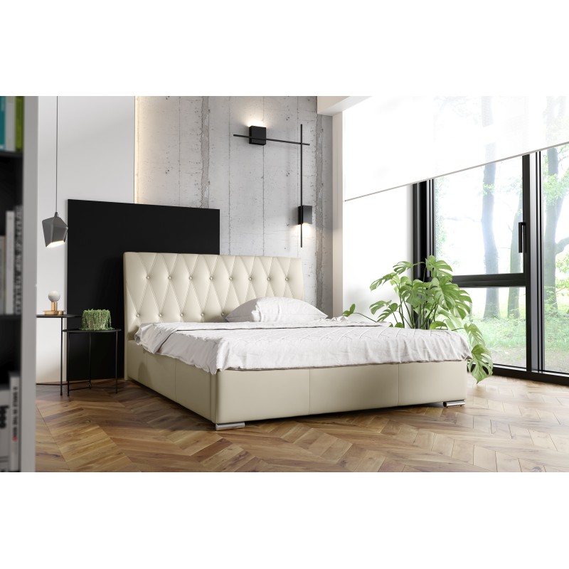 Salerno upholstered bed with storage for bedding, Eco leather fabric, Soft 33 | Elegant and practical bed for your bedroom Salerno upholstered bed with storage for bedding, Eco leather fabric, Soft 33 | Elegant and practical bed for your bedroom
