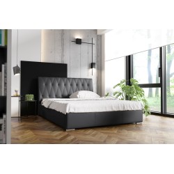 Łóżko tapicerowane Salerno z pojemnikiem na pościel tkanina Eco skóra, Soft 20 | Eleganckie i praktyczne łóżko do Twojej sypialn
