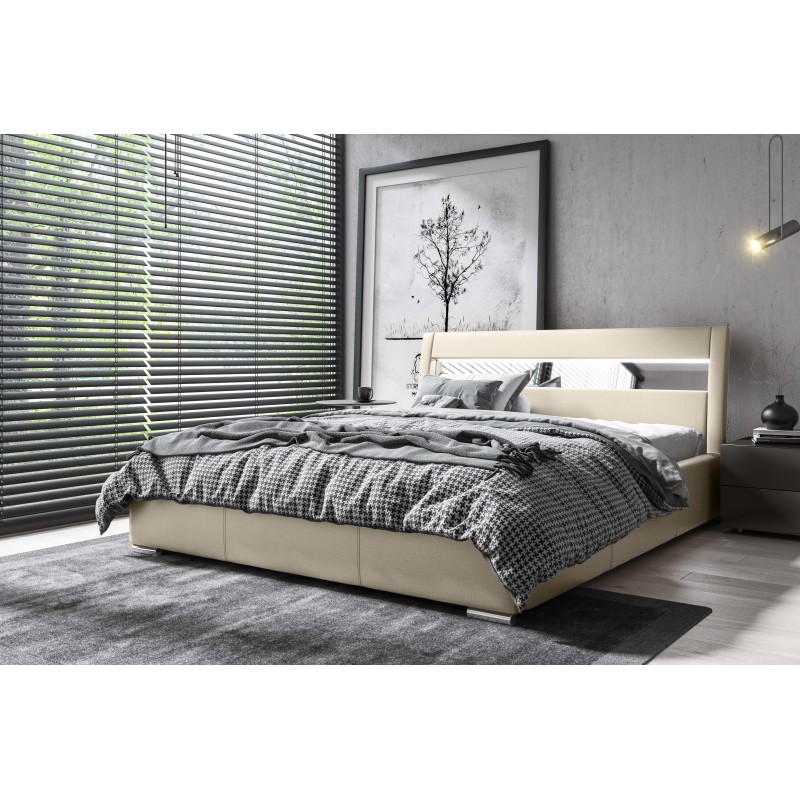 Luxury upholstered bed Novara with bedding storage | Eco leather, Soft 33 | Sleeping surface 120x200
