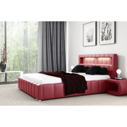 Erli Upholstered Bed with Backlit Headboard Eco Leather, Soft 10A – Luxury and Comfort for Your Bedroom