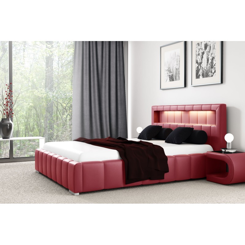 Erli Upholstered Bed with Backlit Headboard Eco Leather, Soft 10A – Luxury and Comfort for Your Bedroom Erli Upholstered Bed with Backlit Headboard Eco Leather, Soft 10A – Luxury and Comfort for Your Bedroom