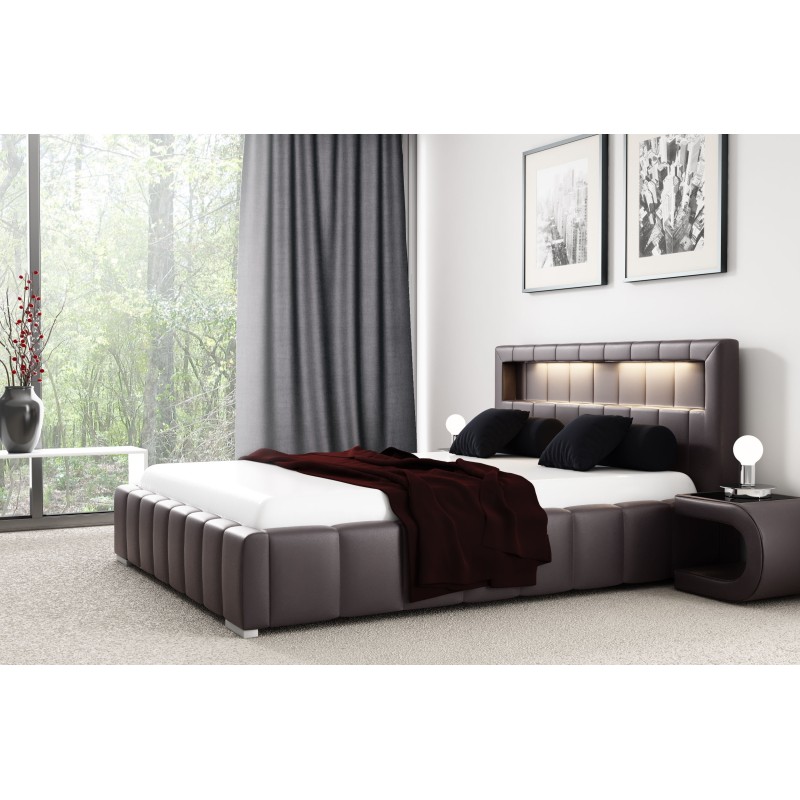 Erli upholstered bed with illuminated headboard, Eco leather, Soft 66 – Luxury and comfort for your bedroom Erli upholstered bed with illuminated headboard, Eco leather, Soft 66 – Luxury and comfort for your bedroom