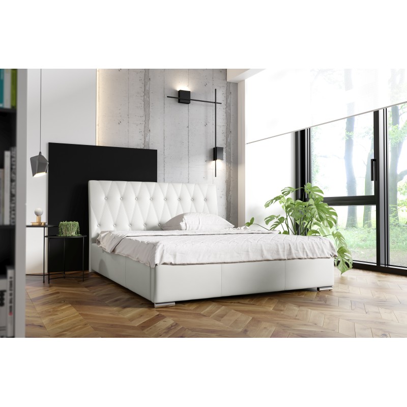 Upholstered bed Salerno with a storage container for bedding, Eco leather fabric, Soft 17 | Elegant and practical bed for your b Upholstered bed Salerno with a storage container for bedding, Eco leather fabric, Soft 17 | Elegant and practical bed for your b
