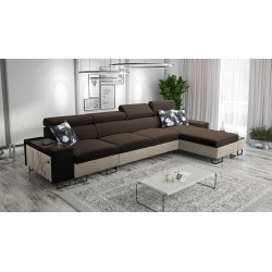 Prestige XII Mini corner sofa with sleeping function and USB port, Soft-touch fabric, Freya 210.08 + Tauro 8203 | Your Comfort P
