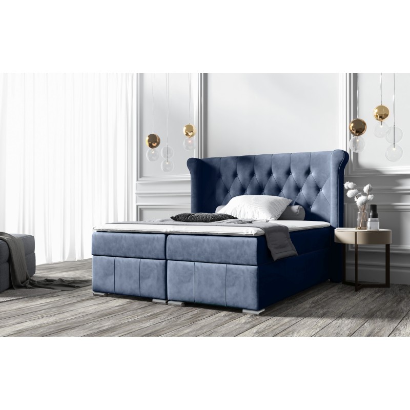The Simo continental bed with a storage container in Mat velvet 99 fabric – comfort and elegance in your bedroom. The Simo continental bed with a storage container in Mat velvet 99 fabric – comfort and elegance in your bedroom.