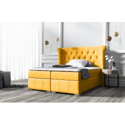 Łóżko kontynentalne Simo z pojemnikiem na pościel tkanina nan, Mat velvet 99 – komfort i elegancja w Twojej sypialni.