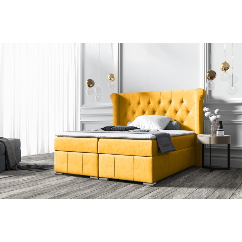 The Simo continental bed with a storage container in Mat velvet 99 fabric – comfort and elegance in your bedroom. The Simo continental bed with a storage container in Mat velvet 99 fabric – comfort and elegance in your bedroom.