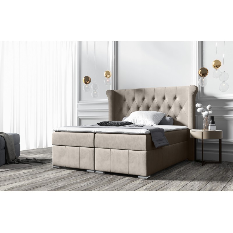The Simo continental bed with a storage container in Mat velvet 99 fabric – comfort and elegance in your bedroom. The Simo continental bed with a storage container in Mat velvet 99 fabric – comfort and elegance in your bedroom.