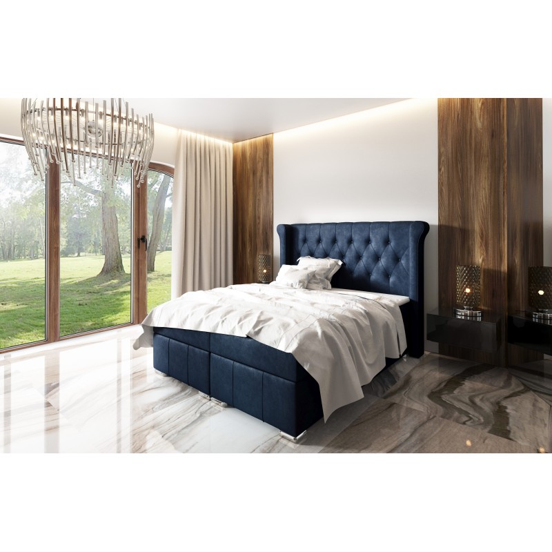 The Simo continental bed with a storage container in Mat velvet 99 fabric – comfort and elegance in your bedroom. The Simo continental bed with a storage container in Mat velvet 99 fabric – comfort and elegance in your bedroom.
