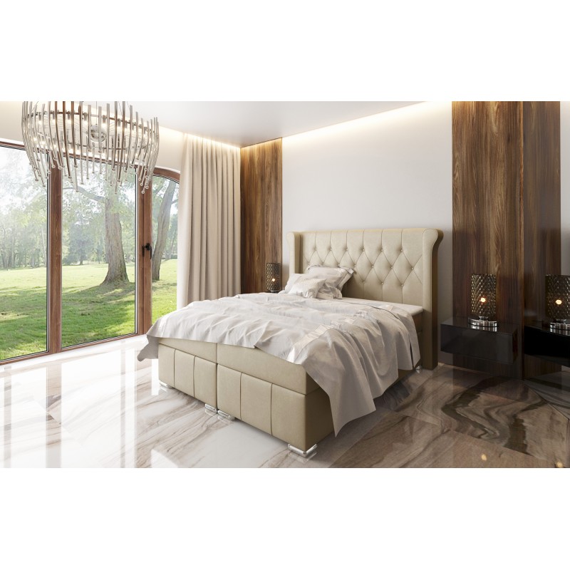 The Simo continental bed with a storage container in Mat velvet 99 fabric – comfort and elegance in your bedroom. The Simo continental bed with a storage container in Mat velvet 99 fabric – comfort and elegance in your bedroom.