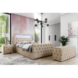 Łóżko kontynentalne Belvo z oświetleniem led w tkaninie Magic velvet 2283