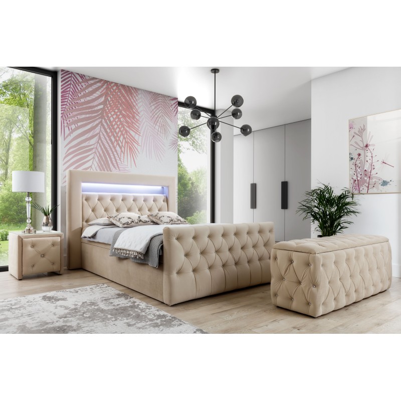 Łóżko kontynentalne Belvo z oświetleniem led w tkaninie Magic velvet 2283 Łóżko kontynentalne Belvo z oświetleniem led w tkaninie Magic velvet 2283