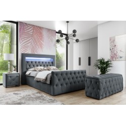 Łóżko kontynentalne Belvo z oświetleniem led w tkaninie Magic velvet 2271