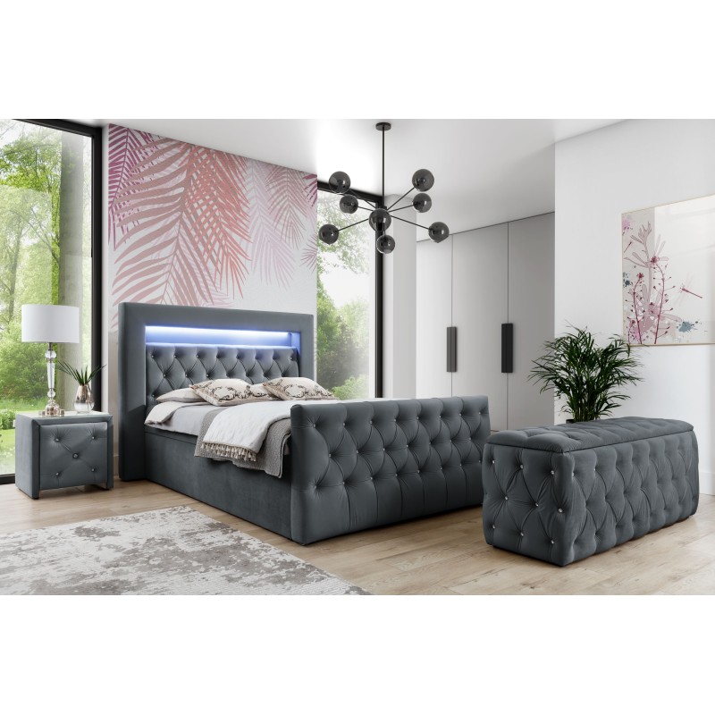 Łóżko kontynentalne Belvo z oświetleniem led w tkaninie Magic velvet 2271 Łóżko kontynentalne Belvo z oświetleniem led w tkaninie Magic velvet 2271