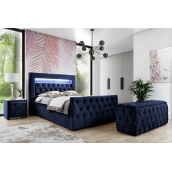 Łóżko kontynentalne Belvo z oświetleniem led w tkaninie Magic velvet 2216