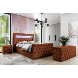 Łóżko kontynentalne Belvo z oświetleniem led w tkaninie Magic velvet 2213