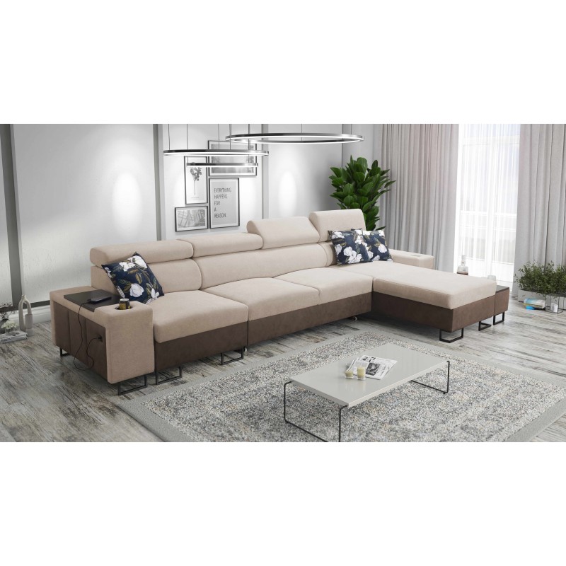 Prestige XII Mini Corner Sofa with Sleeping Function and USB Port, Soft Touch Fabric, Freya 210.04 + Tauro 8202 | Your Comfort P