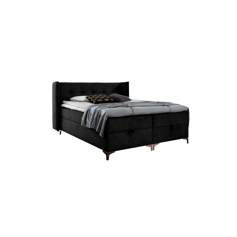 Continental bed Alvo with bedding storage in nan fabric Continental bed Alvo with bedding storage in nan fabric