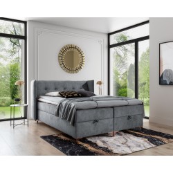 Continental bed Alvo with bedding storage in nan fabric