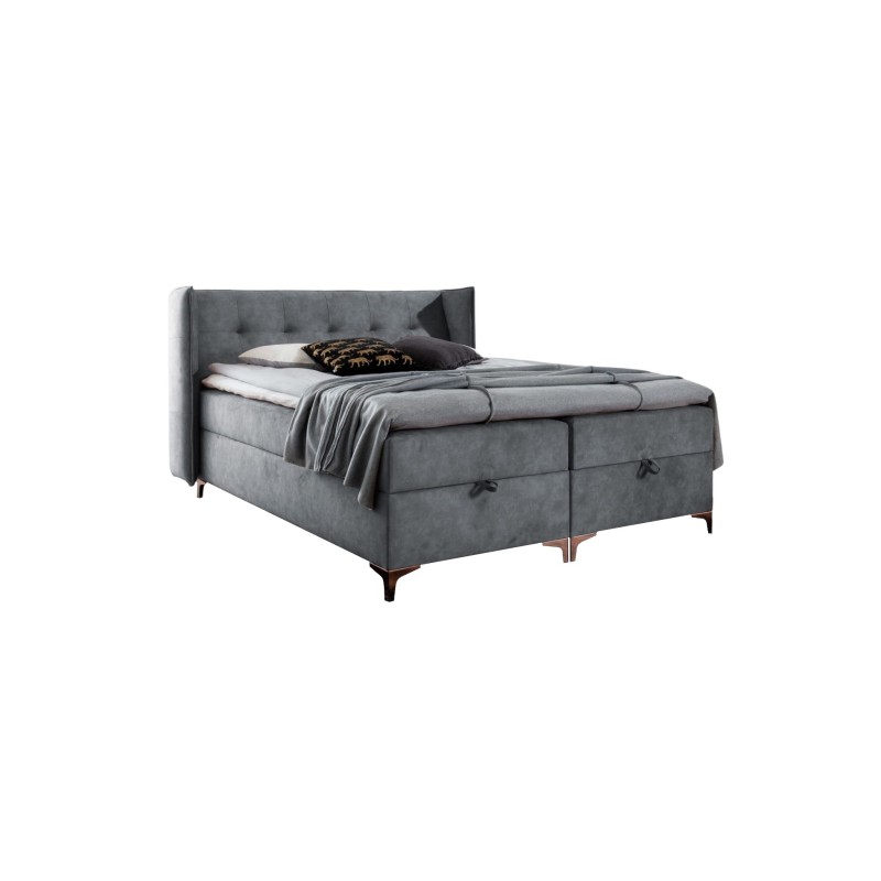 Continental bed Alvo with bedding storage in nan fabric Continental bed Alvo with bedding storage in nan fabric