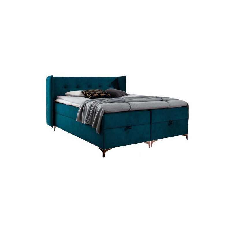 Continental bed Alvo with bedding storage in nan fabric Continental bed Alvo with bedding storage in nan fabric