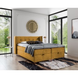 Continental bed Alvo with bedding storage in nan fabric