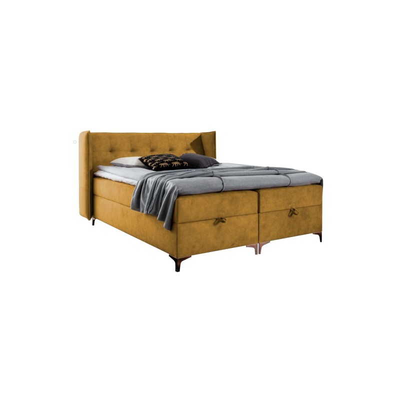Continental bed Alvo with bedding storage in nan fabric Continental bed Alvo with bedding storage in nan fabric