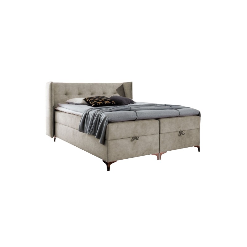 Continental bed Alvo with bedding storage in nan fabric Continental bed Alvo with bedding storage in nan fabric