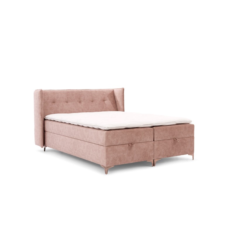 Continental bed Alvo with bedding storage in nan fabric Continental bed Alvo with bedding storage in nan fabric