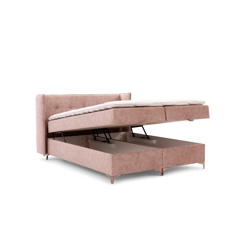 Continental bed Alvo with bedding storage in nan fabric Continental bed Alvo with bedding storage in nan fabric