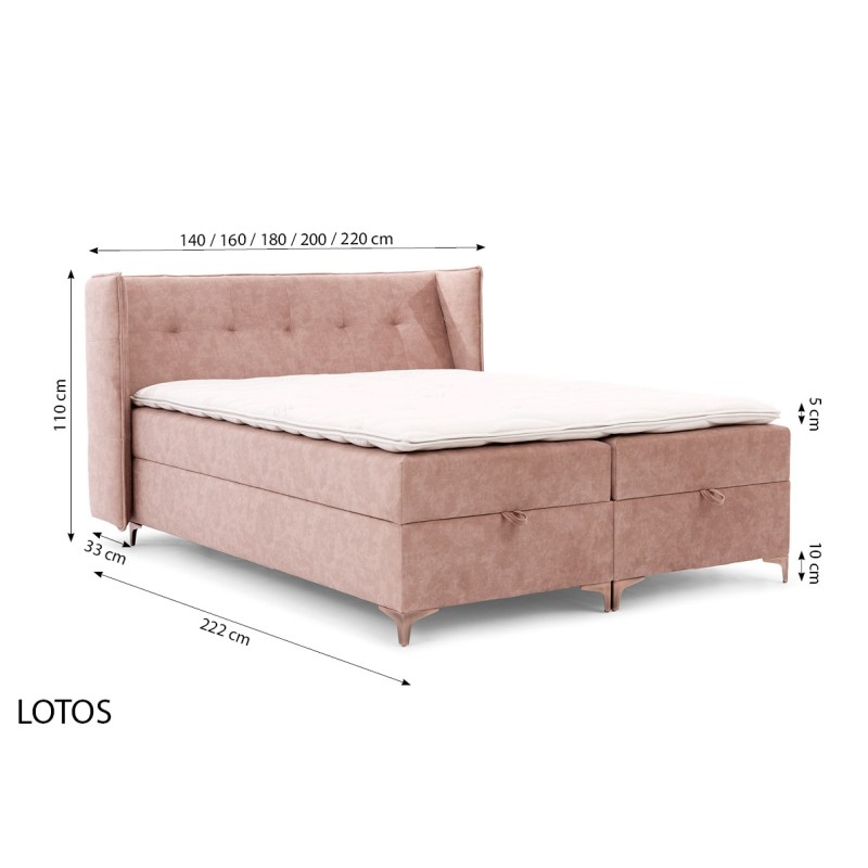 Continental bed Alvo with bedding storage in nan fabric Continental bed Alvo with bedding storage in nan fabric