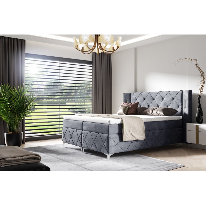 Lavanoz Continental Bed with Sensor Lighting in Nan Fabric | Luxurious Comfort and Elegance Lavanoz Continental Bed with Sensor Lighting in Nan Fabric | Luxurious Comfort and Elegance