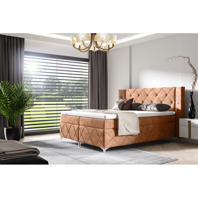 Lavanoz Continental Bed with Sensor Lighting in Nan Fabric | Luxurious Comfort and Elegance Lavanoz Continental Bed with Sensor Lighting in Nan Fabric | Luxurious Comfort and Elegance