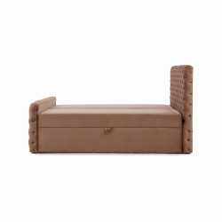 The Mento continental bed, button-tufted in nan fabric – Comfort and elegance in one The Mento continental bed, button-tufted in nan fabric – Comfort and elegance in one