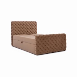 The Mento continental bed, button-tufted in nan fabric – Comfort and elegance in one The Mento continental bed, button-tufted in nan fabric – Comfort and elegance in one